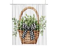 Extra Long Shower Curtain for Bathroom 180x200cm, Modern Flower basket Curtains with Shower Curtain Hooks, Waterproof Quick-Drying Fabric Bathroom Curtains, Weighted Hem Easy Care for Curtain F-82