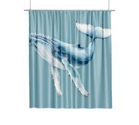 Extra Long Shower Curtain for Bathroom 200x180cm, Blue Whale Curtains with Shower Curtain Hooks, Waterproof Quick-Drying Fabric Bathroom Curtains, Weighted Hem Easy Care for Home Curtain Decor C-91