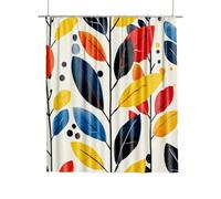 Extra Long Shower Curtain for Bathroom 200x180cm, Colorful Leaves Curtains with Shower Curtain Hooks, Waterproof Quick-Drying Fabric Bathroom Curtains, Weighted Hem Easy Care for Tub Home Curtain F-72