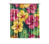 Extra Long Shower Curtain for Bathroom 240x200cm, Flower Plants Curtains with Shower Curtain Hooks, Waterproof Quick-Drying Fabric Bathroom Curtains, Weighted Hem Easy Care for Tub Home Curtain G-33