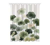 Extra Long Shower Curtain Sage Green with 12 Shower Curtain Hooks, Bathroom Curtains 120 x 200 cm, Curtains with Waterproof Polyester Fabric Weighted Hem Quick Dry Durable for Wet Room (Plant) -7218