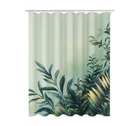 Extra Long Shower Curtain Sage Green with 12 Shower Curtain Hooks, Bathroom Curtains 180x200 cm, Curtains with Waterproof Polyester Fabric Weighted Hem Quick Dry Durable for Wet Room (Plant) -7706