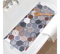 Extra Long Shower Mat: 40 x 100 cm Bath Mat for Inside Shower Tub Mat Non Slip Anti Mould - Soft Textured Loofah Shower Massage Mat with Drain - Universal Floor Mat Cushion for Bathroom Wet Area