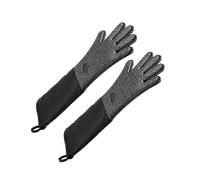 Extra Long Silicone Oven Mitts, Heat Resistant Pot Holders with Cotton Lining for Cooking, BBQ, Baking and Grilling - Black