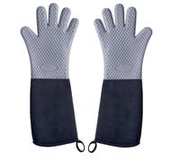 Extra Long SiliconeOven Gloves, Gloves are Heat-resistant and Protect Arms,Waterproof and Slip-resistant,Suitable for Grills, Microwaves,Cooking, Baking, Extra Long Sleeve Oven Gloves(Gray)