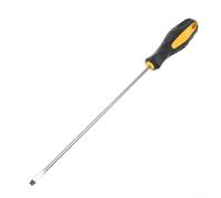 Extra Long Slotted Screwdriver With Rubber Handle For Hard To Reach Areas Chrome Vanadium Steel Shaft Yellow Black Silver Color 360mm Total Length 250mm 6mm Diameter For Home Office Workshop Use(A)