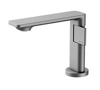 Extra Long Spout Brass Single Handle Basin Sink Mixer Faucet - Brushed Nickel Lavatory Vanity Tap for Modern Bathrooms