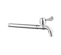 Extra Long Stainless Steel Garden Faucet - Matt Brushed Metal Outdoor Tap for Washing Machine & Hose Connection (20cm) - Durable & Stylish Garden Water Tap