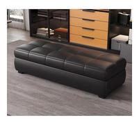 Extra Long Storage Ottoman Bench - Rectangular Entryway Shoe Stool with Hidden Storage for Living Room & Hallway 100cm Black Sofa Bench for Bed End