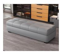 Extra Long Storage Ottoman Bench - Rectangular Sofa Stool for Entryway Living Room & Hallway - Light Gray 100cm - Ideal Shoe Changing & Storage Solution