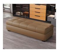 Extra Long Storage Ottoman Bench - Rectangular Sofa Stool with Hidden Storage for Entryway Living Room & Hallway - Brown 100cm - Perfect for Shoes & Changing