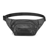 Extra Long Strap Fanny Pack, 59 Inch Max Adjustable Strap Plus Size Crossbody Bag, Extended Length Lightweight Waist Bag with Zipper and Pockets (Black)