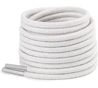 Extra Long Synthetic Cotton Shoe Laces, 5mm Round, 140cm/55in, White, for 7-8 Holes