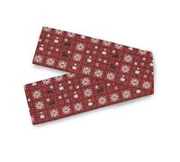 Extra Long Table Runner Christmas Red Cross - Stitch Snowflakes Baubles Deer Soft Cloth Runners Fall Decor Home Garden Holiday Outdoor Decorations 13 x 70 Inches