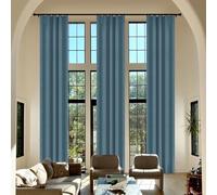 Extra Long Teal Blue Chenille Blackout 100% Light Blocking 132" Length 100" Width 4-in-1 Drapery Sle: Rod ket Back Tab Flat Hook 1 PC