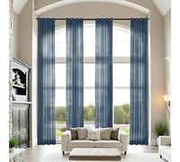 Extra Long Teal Linen ains - Custom 10-17ft Light Filtering Drapes with Grommet Top, 100W x 144L, Perfect for Loft Window Treatments, Ele Decor Panel.