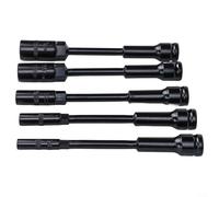 Extra Long Thin Wall Socket Set | 1/2 Inch Drive | 8-19mm Metric Hex Nut Sockets | 200mm Length | Chrome Vanadium Steel for Automobiles Machinery | 5-Piece