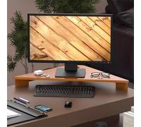 Extra Long Triangle Computer Monitor Stand Wooden Corner Shelf Riser Single Tier Storage Rack Holder 40kg Capacity Stylish Brown Design for Home & Office Use