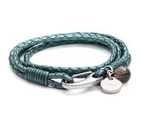 Extra Long Tribal Steel, Jade Leather Bracelet for Women - Ladies 21cm Leather Charm Bracelet with a Crystal Charm, Stainless Steel Clasp