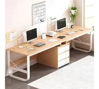 Extra Long Two Person Computer Desk with Drawers - Double Gaming & Writing Study Table for Home Office Collaborative Workstation Modern Design