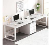 Extra Long Two Person Desk with Drawers - Double Gaming & Writing Study Table for Home Office Collaborative Workstation Modern Computer Desk for 2 Users