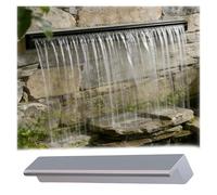 Extra Long Waterfall Spillway for Pools 38" Outdoor Water Fountain Outlet Garden Decor with Connector Recessed Pond Waterfall Kit Silver h Perfect for Patios