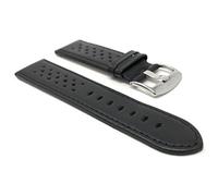 Extra Long (XL) 22mm Black GT Rally Perforated Leather Smartwatch Band Strap Band, Stainless Steel Buckle