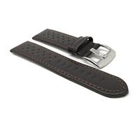Extra Long (XL) 22mm Brown GT Rally Perforated Leather Smartwatch Band Strap Band, Stainless Steel Buckle