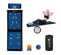 Extra Long Yoga Acupressure Mat Set,Massage Acupuncture Mat Large,Magnetic Mat Acupressure Bed of Nails Neck Back Pain Relief(Blue)