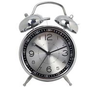 Extra Loud Alarm Clock For Heavy Sleepers Metal 4 Inches Twin Bell Battery Operated Alarm Clocks For Bedrooms Decoration, Silent Non-ticking，battery Operated Retro Bedroom Deco (Silver)