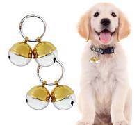 Extra Loud Cat & Dog Bell for Collar, Pet Tracker & Falconry, Durable Brass Collar Charms with Easy Clip Clasps (Gold&Silver, 2 Pack)