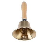 Extra Loud Solid Brass Hand Call Bell with Wooden Handle