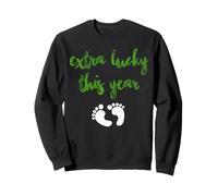 Extra Lucky New Baby Arrival Humor With Cute Footprints Sweatshirt