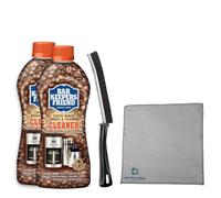 Extra Mile at Home Coffee Maker Cleaning Kit 2 Bottles Heavy-Duty Cleaner, Durable Gloves, Crevice Brush & 12"x12" Microfiber Cloth Removes Stains & Residue from Drip Coffee Pots, Espresso Machines