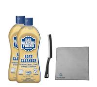 Extra Mile at Home Ultimate Cleaning Kit - with Soft Cleansers (2 x 13 oz) Crevice Brush & Microfiber Cloth - Easily Removes Stains, Rust & Grime from Sinks, Cookware, Tubs