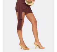 Extra-Miles Strappy Detail Flared Heel Mule In Gold Faux Leather, Women's Size UK 6