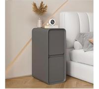 Extra narrow bedside table with 2 drawers made of solid wood, modern, slim side table for bedroom, living room, student dormitory, space-saving side table