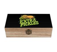 Extra Pickles Wooden Storage Box with Hinged Lid Jewelry Container Keepsake Treasure Boxes