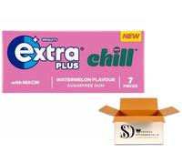 Extra Plus Chill Sugarfree Chewing Gum - Watermelon Flavour | 16 Packs x 7 Pieces | Long-Lasting Fresh Breath & Cool Mint Sensation