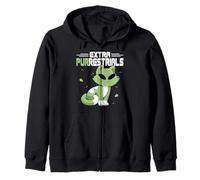 Extra Purrestrials Alien Celestial Cat Lover Outer Space UFO Zip Hoodie