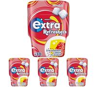Extra Refreshers Strawberry Lemon Sugarfree Chewing Gum, 30 Pieces, Suitable for Vegetarians with Long-lasting intense flavour (Pack of 4)