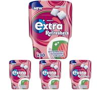 Extra Refreshers Watermelon Raspberry Flavour Sugarfree Chewing Gum, 30 Pieces. Intense, Long-lasting flavour (Pack of 4)