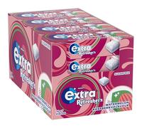 Extra Refreshers Watermelon Raspberry Sugar Free Chewing Gum Bulk Box, 16 x 7 Pieces - Fresh Breath Fruit Gum - Air Travel Essentials, Festival Accessories & Road Trip Snacks
