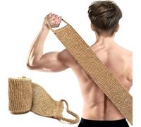 Extra Rough Exfoliating Back Scrubber, 100% Natural Jute Body Exfoliator, Heavy-Duty Hygienic Loofah for Men, Workers, Athletes, Daily Deep Cleansing (Brown)
