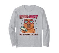 Extra Salty Capybara No Sugarcoating Funny Attitude Design Long Sleeve T-Shirt