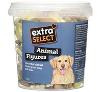 Extra Select 3 Colour Animal Figure Dog Treat Biscuits in a 1ltr Bucket (approx 130 biscuits)