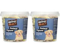 Extra Select 3 Colour Animal Figure Dog Treat Biscuits in a 1ltr Bucket (approx 130 biscuits) (Pack of 2)