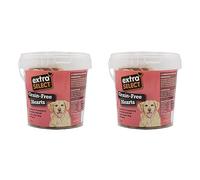 Extra Select Grain Free Baked Heart Shaped Dog Treat Biscuits with Turkey & Cranberry in a 1ltr Bucket (approx 80 biscuits) (Pack of 2)