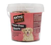 Extra Select Grain Free Baked Heart Shaped Dog Treat Biscuits with Turkey & Cranberry in a 1ltr Bucket (approx 80 biscuits)