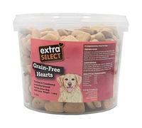 Extra Select Grain Free Baked Heart Shaped Dog Treat Biscuits with Turkey & Cranberry in a 3ltr Bucket (approx 320 biscuits)